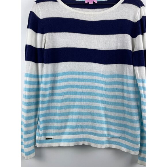 Lilly Pulitzer Women's Medium Cotton Breton Stripe Knit Beachy Nautical Sweater - Picture 3 of 13